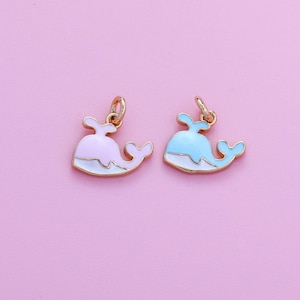 Dije de ballena, colgante de ballena esmaltado relleno de oro de 18 quilates, dije de ballena esmaltado con animales marinos, pulsera, collar y pendientes, para hacer joyas DIY.