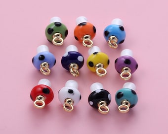 Colorful Ceramic Mushroom Charms,Handmade Painting Ceramic Porcelain Mushroom Charms For Earrings Necklace Bracelet Jewelry Making Supply