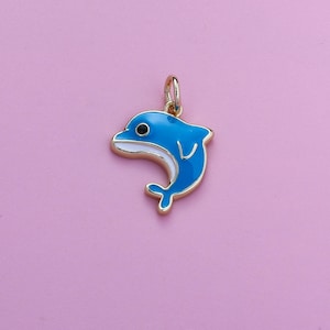 Dije de ballena, colgante de ballena marina esmaltada y bañada en oro de 18 quilates, pulsera, collar y pendientes con dije de ballena de inspiración submarina, para hacer joyas DIY.