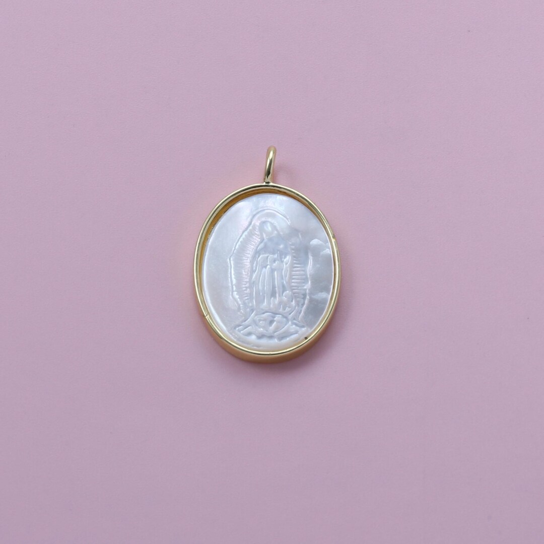 Virgin Mary Shell Virgin Mary Charms,18k Gold Filled Shell Virgin Mary Pendant,religion ...