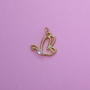 Butterfly Pendant,18K Gold Filled CZ Butterfly Charms,Simplicity insect Butterfly Charms Bracelet Necklace Earrings,For DIY Jewelry Making