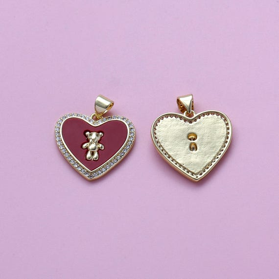 Baby Bear Charms,18k Gold Filled CZ Shell Bear Pendant,cute Hip