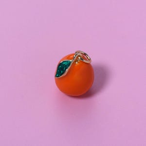 Orange Pendant,18K Gold Filled Enamel Fruit Orange Charm,Cute Jewelry Orange Charm Bracelet Necklace Earrings,For DIY Jewelry Making Supply
