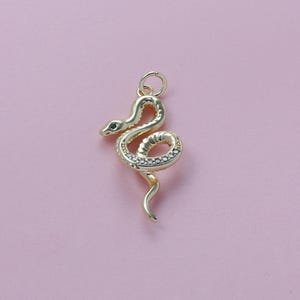 Snake Charms,18K Gold Filled CZ Python Pendant,Ward Off Evil Spirits Cobra Charm Bracelet Necklace Earrings For DIY Jewelry Making Supply