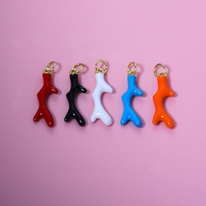 Coral Charm,18K Gold Filled Rainbow Enamel Coral Charm,Summer Ocean-Inspired Jewelry Coral Pendant Necklace Earrings,For DIY Jewelry Making