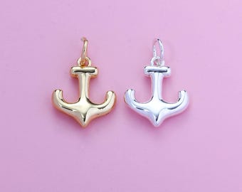 Anchor Charm,18K Gold Filled Glossy Anchor Pendant,Enamel Navigation Anchor Charm Bracelet Necklace Earrings for DIY Jewelry Making Supply