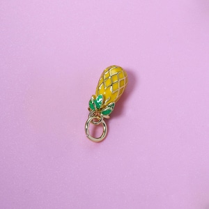 Pineapple Pendant,18K Gold Plating Enamel Fruit Charm,Sweet Cute Pineapple Charm Bracelet Necklace Earrings,For DIY Jewelry Making Supply