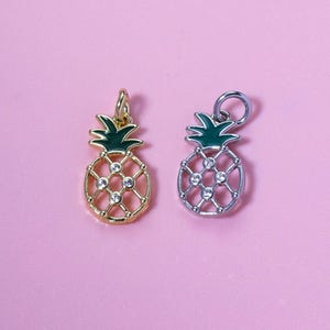 Gold Pineapple Charms,18K Gold Filled Summer Small Pineapple Pendant,Cute Fruit Charm Bracelet Necklace Earrings,DIY Jewelry Making Supply