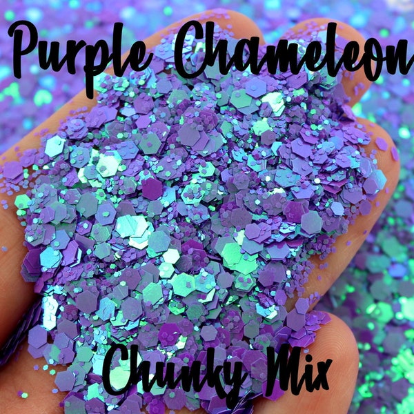 1oz Chunky Glitter, Chameleon Glitter, Purple Blue Glitter, Chunky Purple Glitter, Color Shift Glitter, PURPLE CHAMELEON Chunky