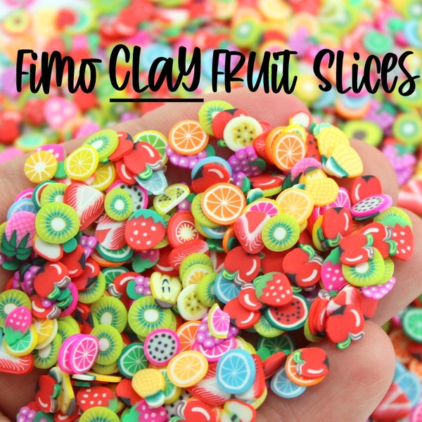 1oz Clay Fruit Slices, Approx 4mm, Fimo Clay, Resin Crafting, DIY Decoden, Slime Filler, DiY Slime, Clay Fruit, Fimo Clay, FRUIT SLICES