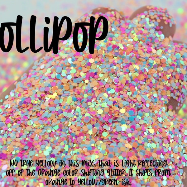 1oz Mini-Chunk, Color Shift Glitter, Chameleon Glitter, Ice Cream Glitter, Rainbow Glitter, Tumbler Glitter, Slime Glitter, LOLLIPOP