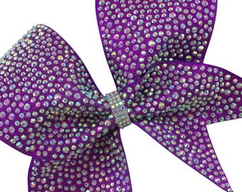 1pc Purple Glitter Cheer Bow Full Glitter and Rhinestones Competition Bow Dance Bow Purple Glitter Cheer Bow