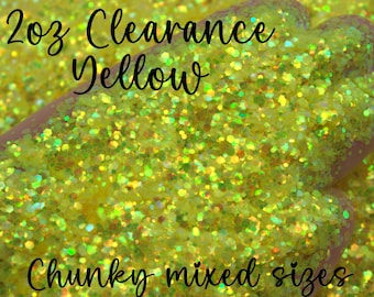 2oz Chunky Mixed Size Glitter, Tumbler Glitter, Resin Art Glitter,  Polyester Glitter, Yellow Glitter, CLEARANCE YELLOW