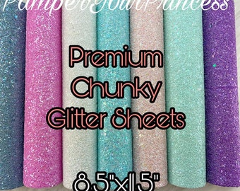 Premium Chunky Glitter Sheets, 8"x11.5" approximately, Chunky Glitter Sheets, Glitter Canvas, Frosted Glitter Sheets