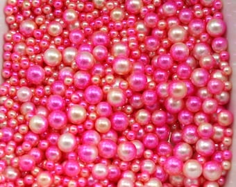 1oz Pearls, Gradient Ombre Pearls, No Holes, DIY Decoden, DiY Slime, Slime Pearls, Resin Crafting, 3mm-6mm Size Pearls, PASTEL SHERBET