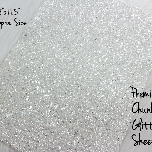 Premium Chunky Glitter Sheets, 8"x11.5" approximately, Chunky Glitter Sheets, Glitter Canvas, Premium Glitter Sheets CHUNKY Ice WHITE