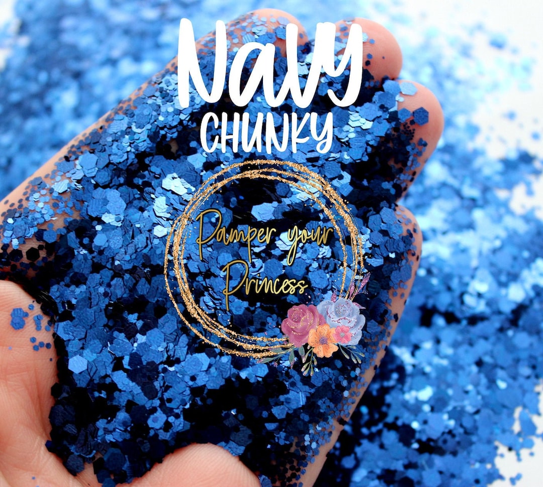 1oz Chunky Blend Glitter, Mixed Size Chunky Glitter, Blue Glitter, NAVY