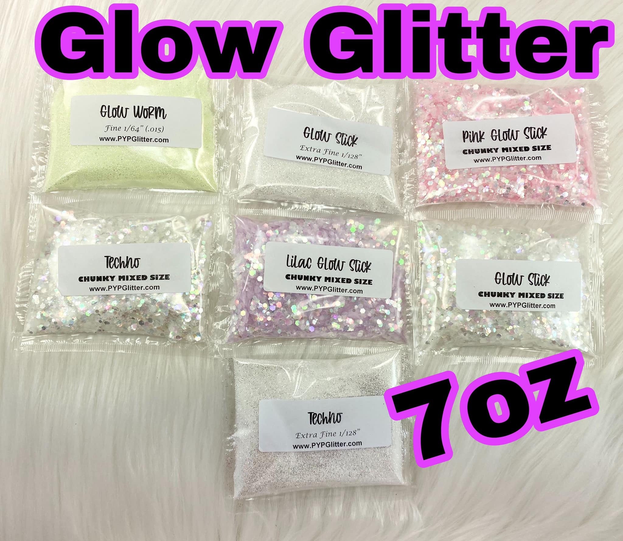 Glow With Envy Green Chunky Mix Glow in the Dark Glitter Polyester Glitter  