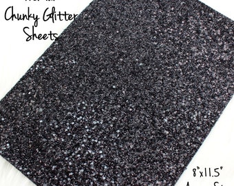 Premium Chunky Glitter Sheets, 8"x11.5" approximately, Chunky Glitter Sheets, Glitter Canvas, Premium Glitter Sheets CHUNKY BLACK