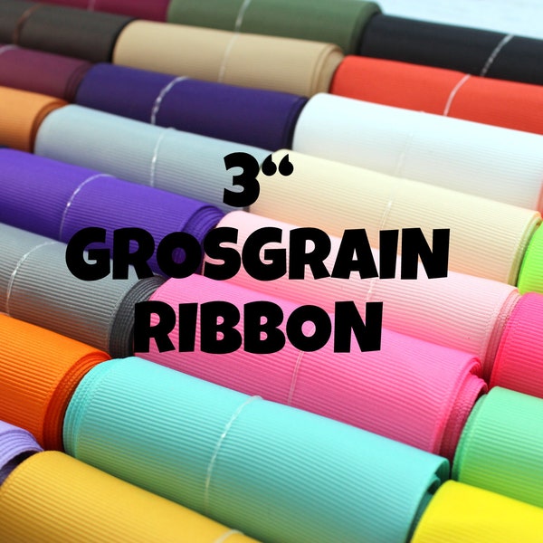 3yd- 3" Solid Grosgrain Ribbon, You Choose Color