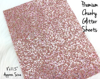 Premium Chunky Glitter Sheets, 8"x11.5" approximately, Chunky Glitter Sheets, Glitter Canvas, Premium Glitter Sheets PINK GOLD