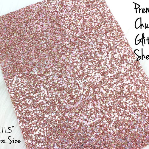 Premium Chunky Glitter Sheets, 8"x11.5" approximately, Chunky Glitter Sheets, Glitter Canvas, Premium Glitter Sheets PINK GOLD
