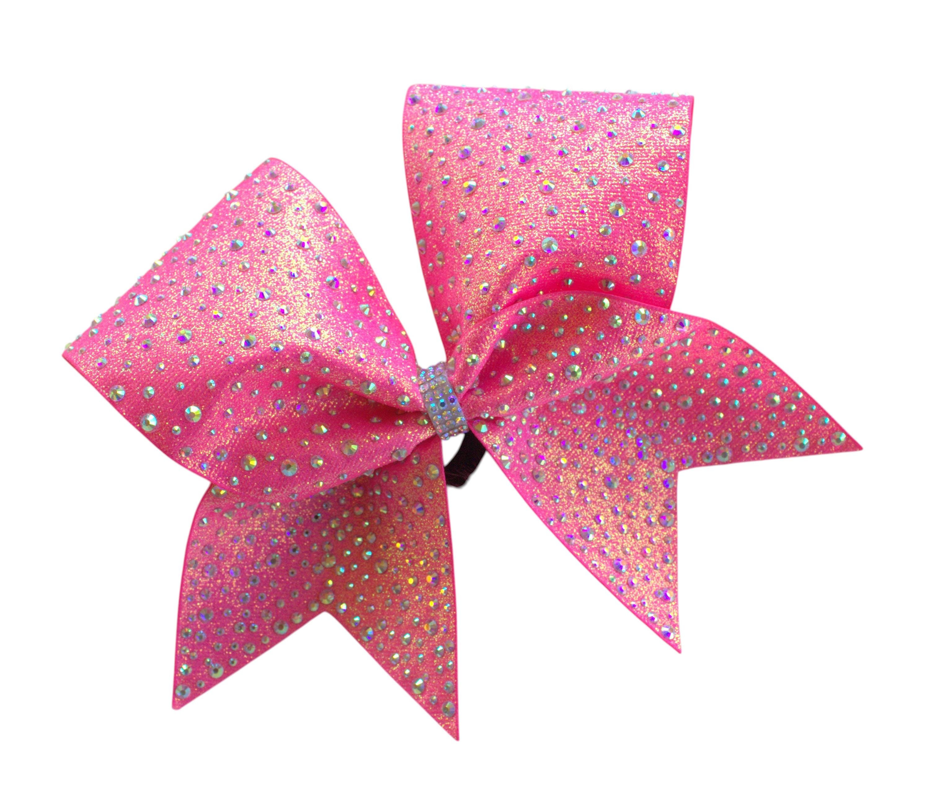 1pc Hot Pink Cheer Bow, Full Glitter Ribbon with Rhinestones, Hairbow, Hair Bow, Glitter Hairbow, Cheer Bow, Hot Pink Cheer Bow, NAB