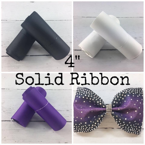 3yd 4" Solid Grosgrain Ribbon, Purple, Black, White, 4inch Ribbon