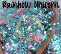 1oz Chunky Blend Glitter, Mixed Size Chunky Mix, Polyester Glitter Mixes, Sold By the Ounce, Rainbow Unicorn