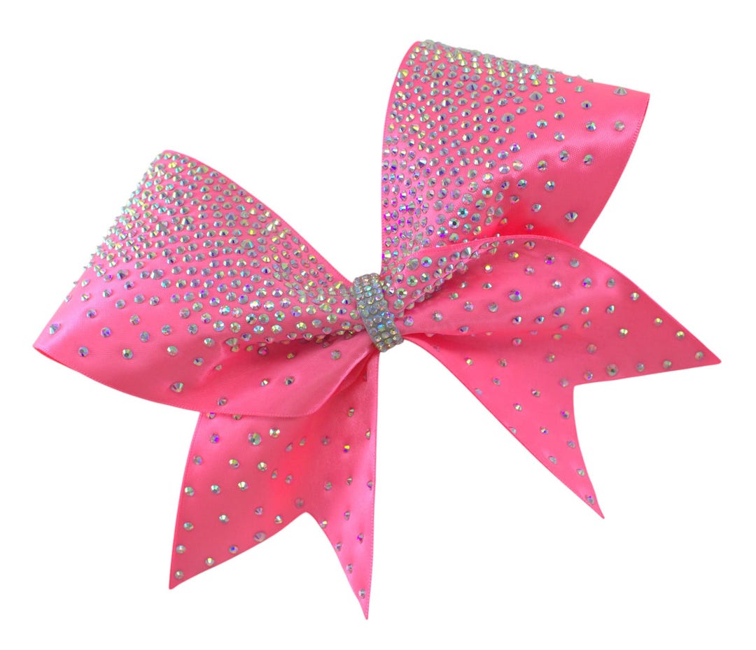 Pink Rhinestone Bow 1pc Satin Pink Cheer Bow Black Satin Cheer Bow Pink Cheer Bow Hot Pink ...