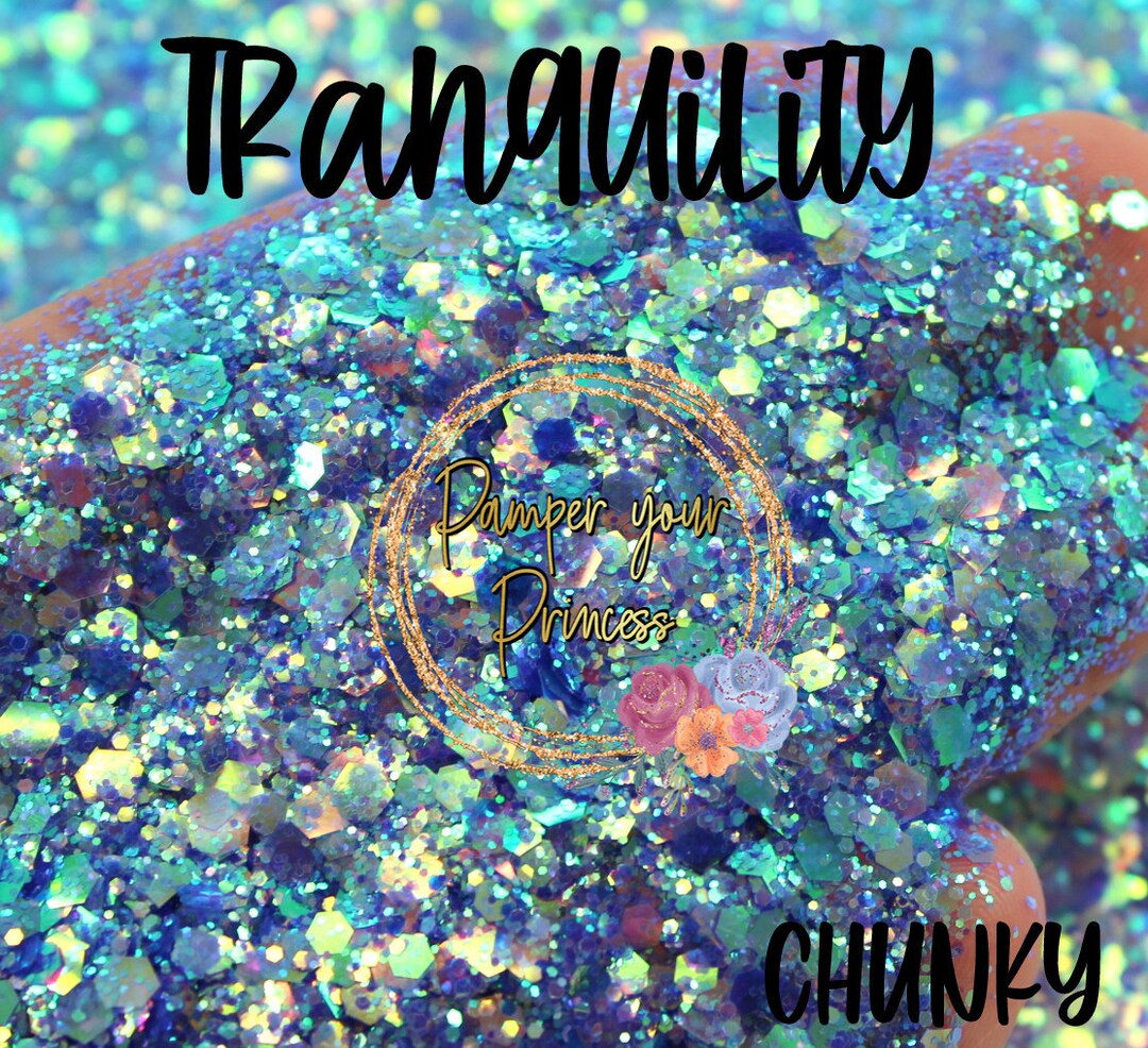 1oz Chunky Blend Glitter, Mixed Size Chunky Glitter, Blue Glitter