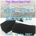 1/8"Elastic, NEW Style, Super Soft Poly Blend Elastic, In Stock USA Seller, Ships From Texas, 25yd, 100yd, 200yd, and 500yd Options