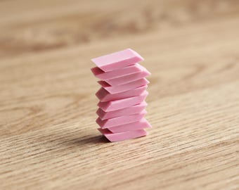 Mini roze gummetjes • Gummetjes voor eenmalig gebruik • Supermini klassieke roze parallellogram gummetjes