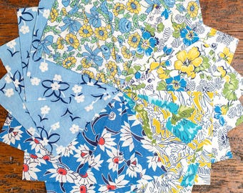 Vintage Mid Century Fabric Charm Pack - Blue Florals