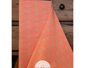 In Stock & Shipping NOW!   Ruby Star Society "LoFi" Linens - Bitmapped in NEON CORAL / Sold in Half-Yard Increments