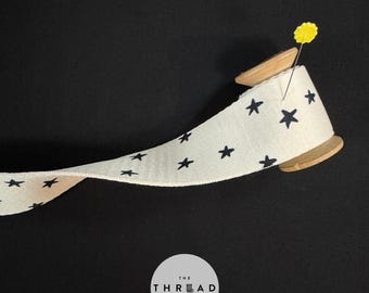 Starry Webbing - Natural/Black - Sold by the Quarter Yard