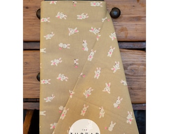 In Stock & Shipping NOW!   Ruby Star Society "LoFi" Linens - Rabbeats in KHAKI / Sold in Half-Yard Increments
