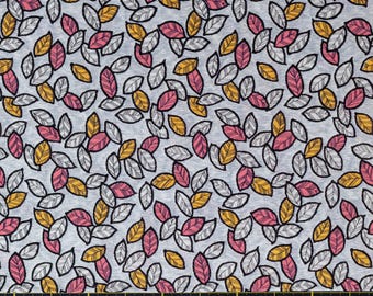Vintage Fabric - Mid Century Leaves Cotton Fabric BTHY