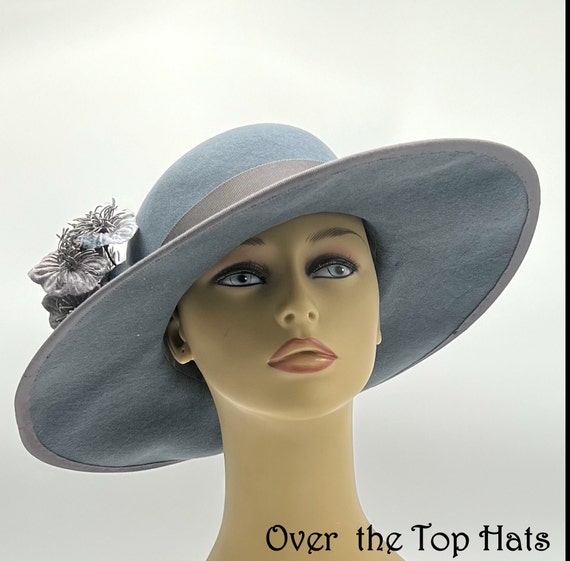 Grey Felt Hat for Church, Wedding or Special Occasion - Etsy display picture 2