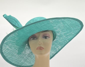 Beautiful Big Brimmed Green Hat for Derby, Ascot, or Special Occasion
