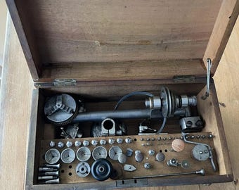 antique Wolf & Jahn 6mm Watchmakers Lathe Precision Tool Set in Woodbox
