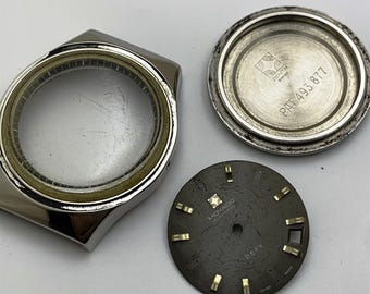 Movado DEFY Diver Watch Case & Dial - Swiss Made - 1970s (For Parts)