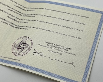 Vacheron Constantin Controle Officiel Suisse Des Chronometres Paper Service Receipt