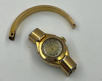 vintage clamp style Gold Filled Ladies Wristwatch 1970s (For Parts or Restore)