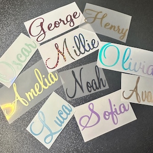 Adesivos de vinil personalizados com nomes - garrafas, decoração de casamento, copos, adesivos personalizados, balões, lancheiras - personalize o que quiser.