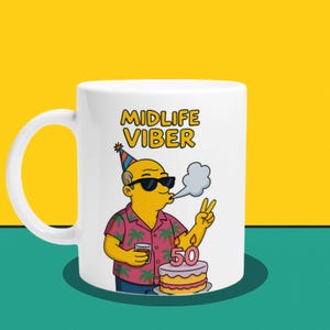 Midlife Viber The Older Bloke Mug – Funny Cartoon Character Gift for Dads and Men Over 50