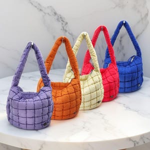 Nylon Puffer Quilted Medium Shoulder Bag