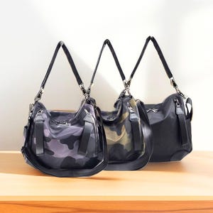 Nylon Multi Pocket Top Zip Hobo Crossbody Bag