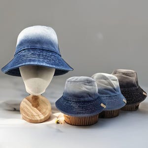 Washed Cotton Denim Bucket Hat