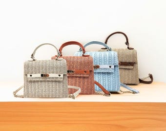Small Constructed Top Handle Shoulder Crossbody Bag